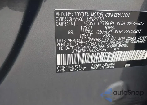 2017 Toyota Rav4 Xle z USA, uszkodzony, nr VIN JTMWFREV1HD096985